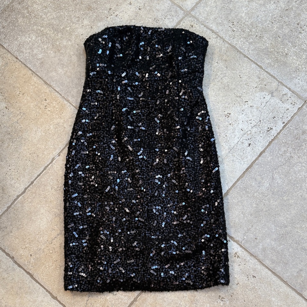 Banana Republic Black Strapless Sequin Dress